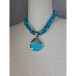 Necklace, Turquoise Stone Necklace, Elegant Vintage Turquoise Chip Necklace, Thr